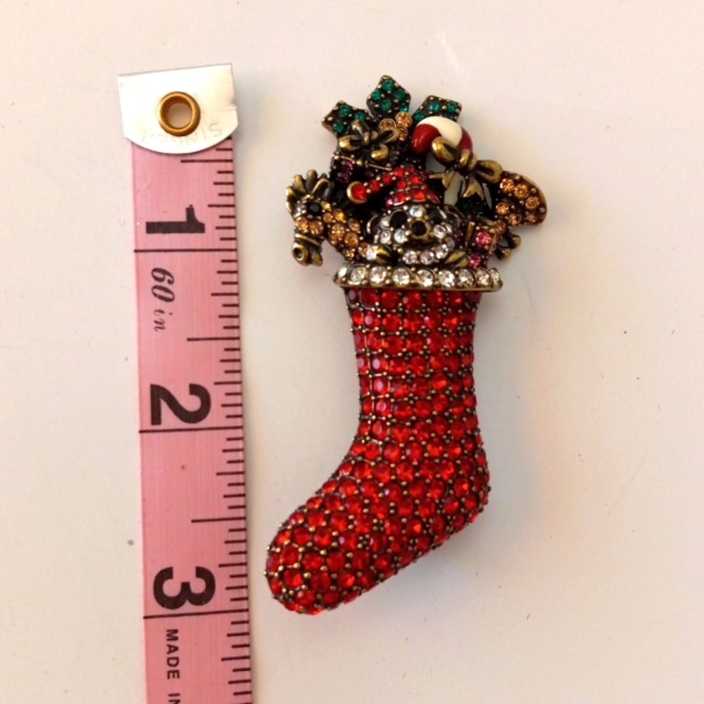 Off Park Collection Christmas Stocking Brooch. - image 4